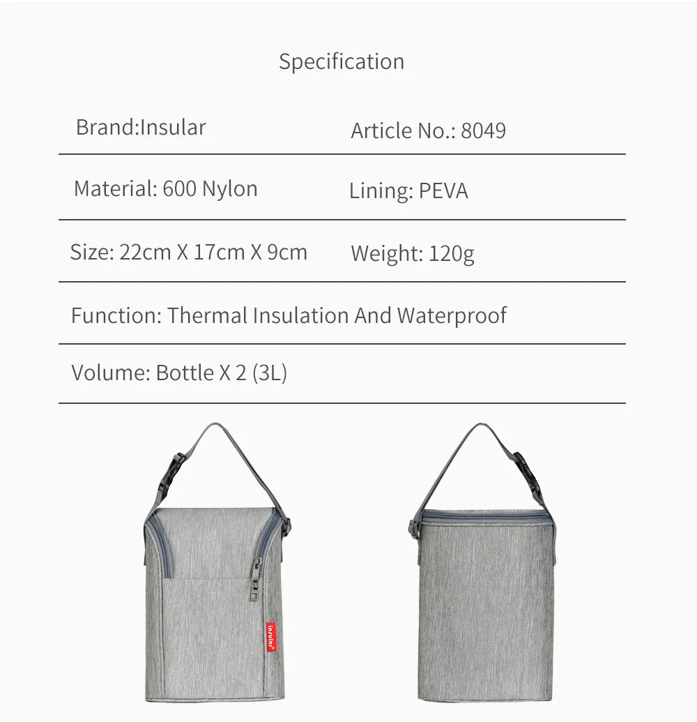 Portable Mother Feeding Bottle Bag Heat Insulation Lunch Bags Leak-proof Breast Milk Cooler Bag with Stroller Hanging Design