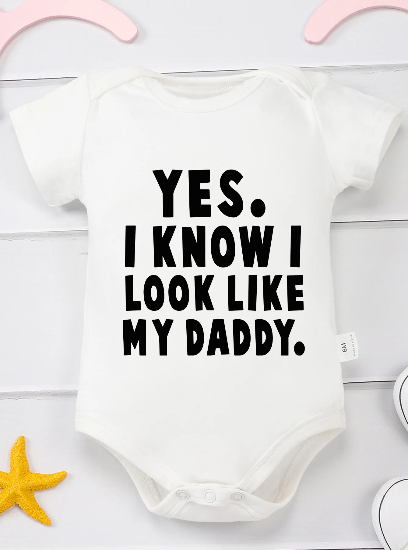 Short Sleeve Toddler Romper Infant Jumpsuit Newborn Baby Girl Boy Clothes Bodysuit Yes I Know Look Like My Daddy Print Onesie