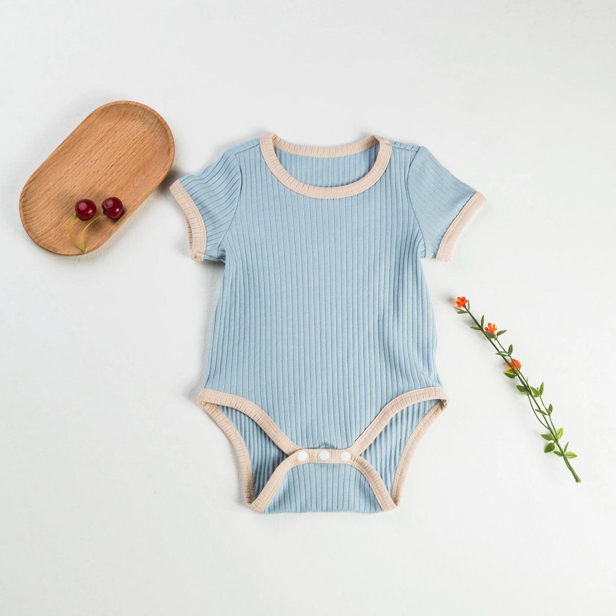 0-2 Years Babany bebe New Unisex Romper For Babies Clothes Short Sleeve Solid Color Splicing And Contrasting Colors Romper