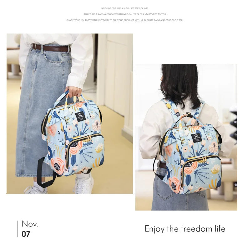 Fashion Print Nappy Backpack Bag Mummy Large Capacity Bag Mom Baby Multi-function Outdoor Travel Diaper Bags for Baby Care Stuff