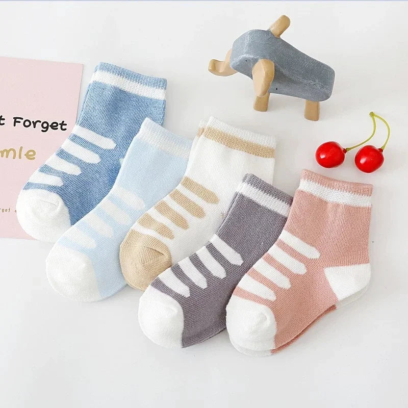 5Pairs Baby Socks Newborn Baby Boy Socks 0-1-3-7Y Kids Pure Cotton Animal Design Fadeless Soft Children's Socks for Girls