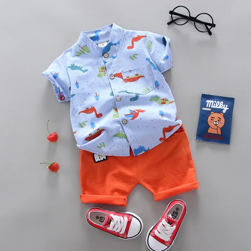 2024 Summer Casual Clothes Fashion Baby Boy's Suit Set Top Shorts 2PCS Baby Clothing Set For Boys Infant Suits Kids Clothes