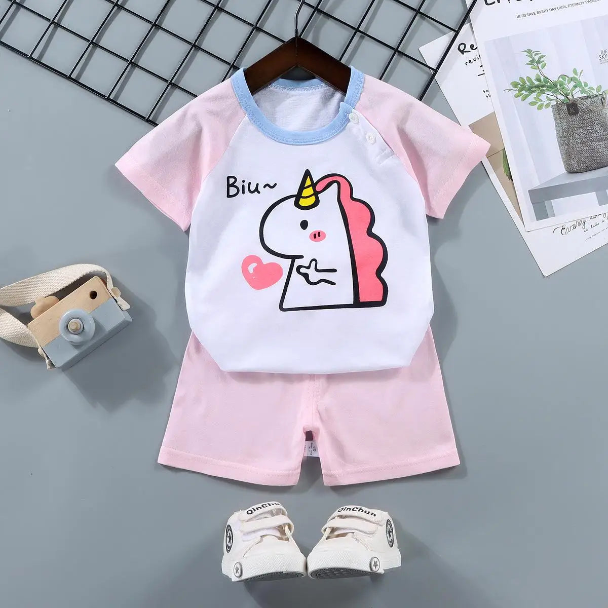 Baby Sets Children Set Girls Boy Shorts Clothes Cartoon Print Outfits For Kids Child Toddler T-shirt +pants Boys Clothes New