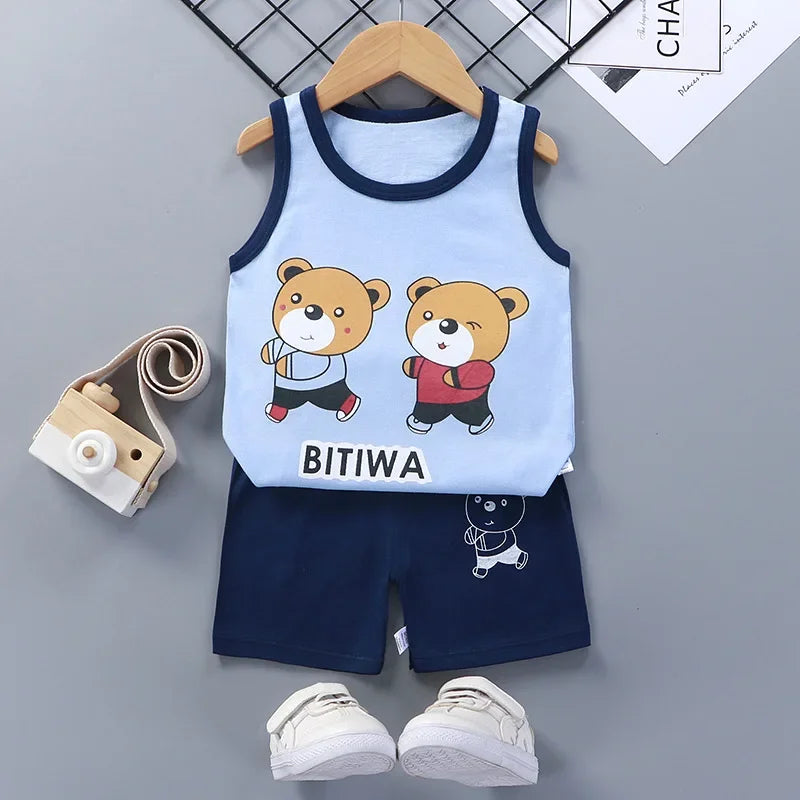 Summer Baby Clothes Set Casual Baby Boy Clothing Set Kids Short Sleeve Sports Set Tshirt Shorts Infant Baby Girl Clothes suits