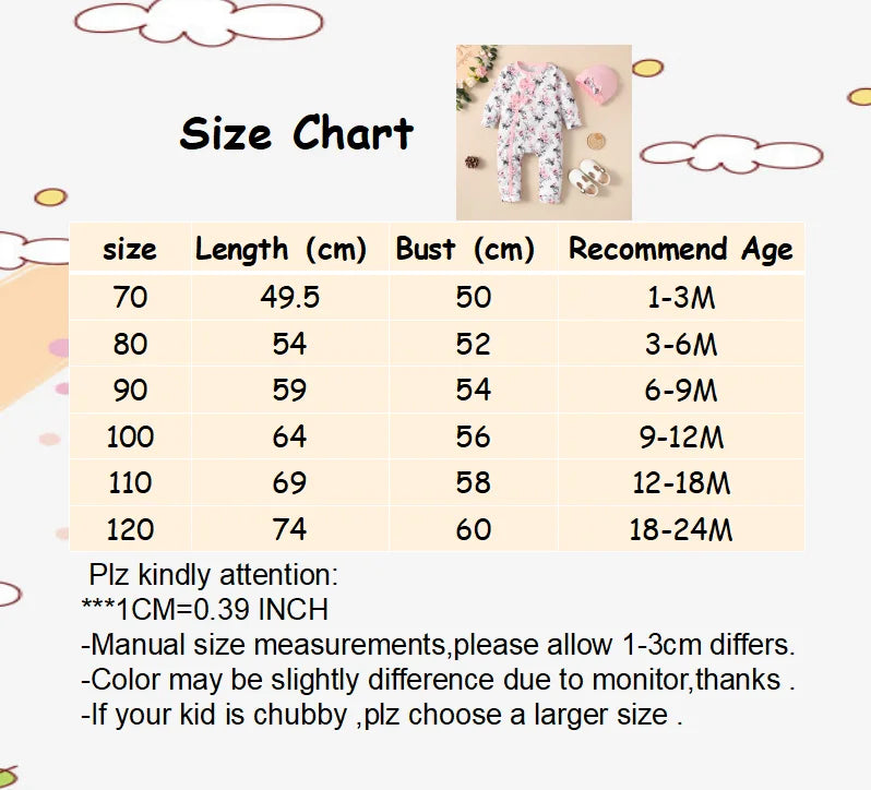 0-18 Months Newborn Baby Girl Romper Clothes Long Sleeve Flower Bodysuit Costume Lovely Baby Spring Jumpsuit Outfit with Hat