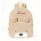 Customized Name Toddler Backpack Cartoon Bear Corduroy Large Capacity Backpack Embroidered Name Backpack Plush Bag