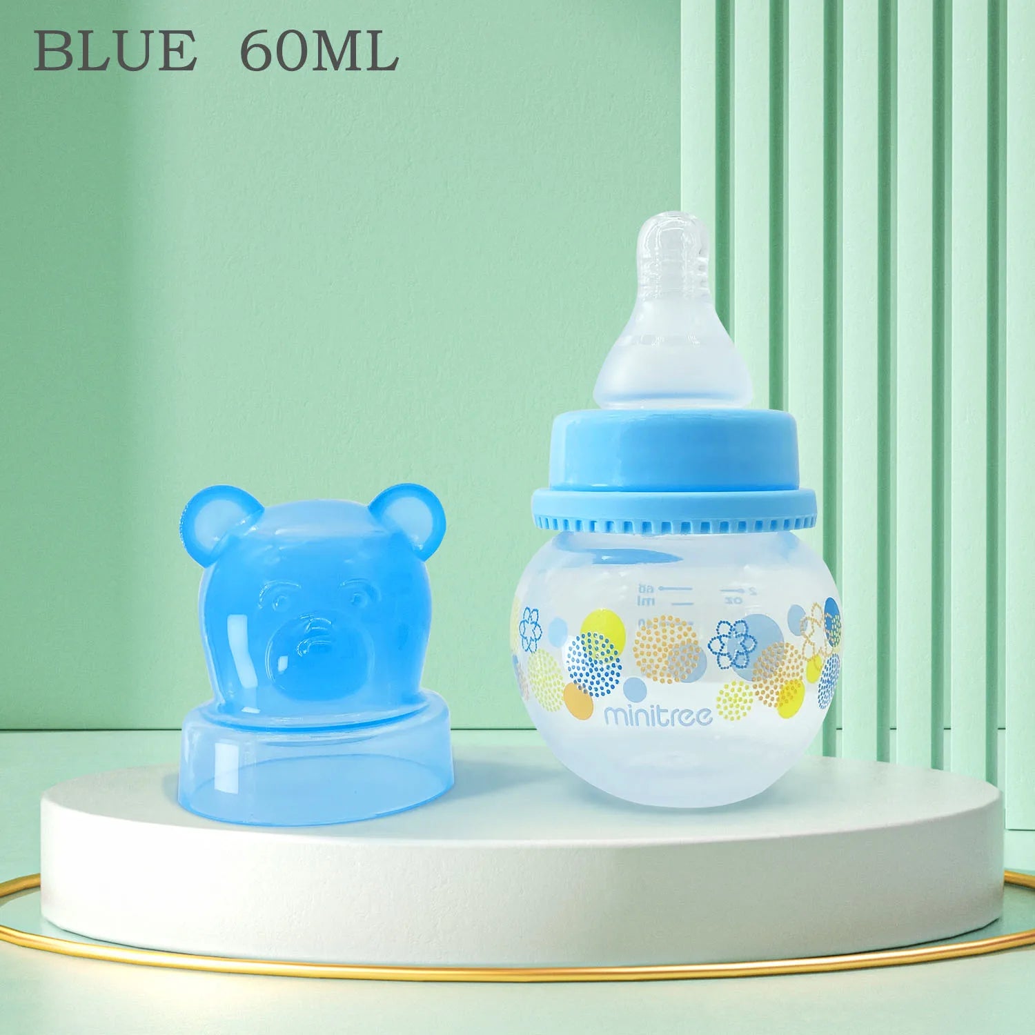 0-6 months newborn baby mini bottle, 60ml creative small windmill baby bottle, fall-proof and anti-colic PP bottle, BPA-free