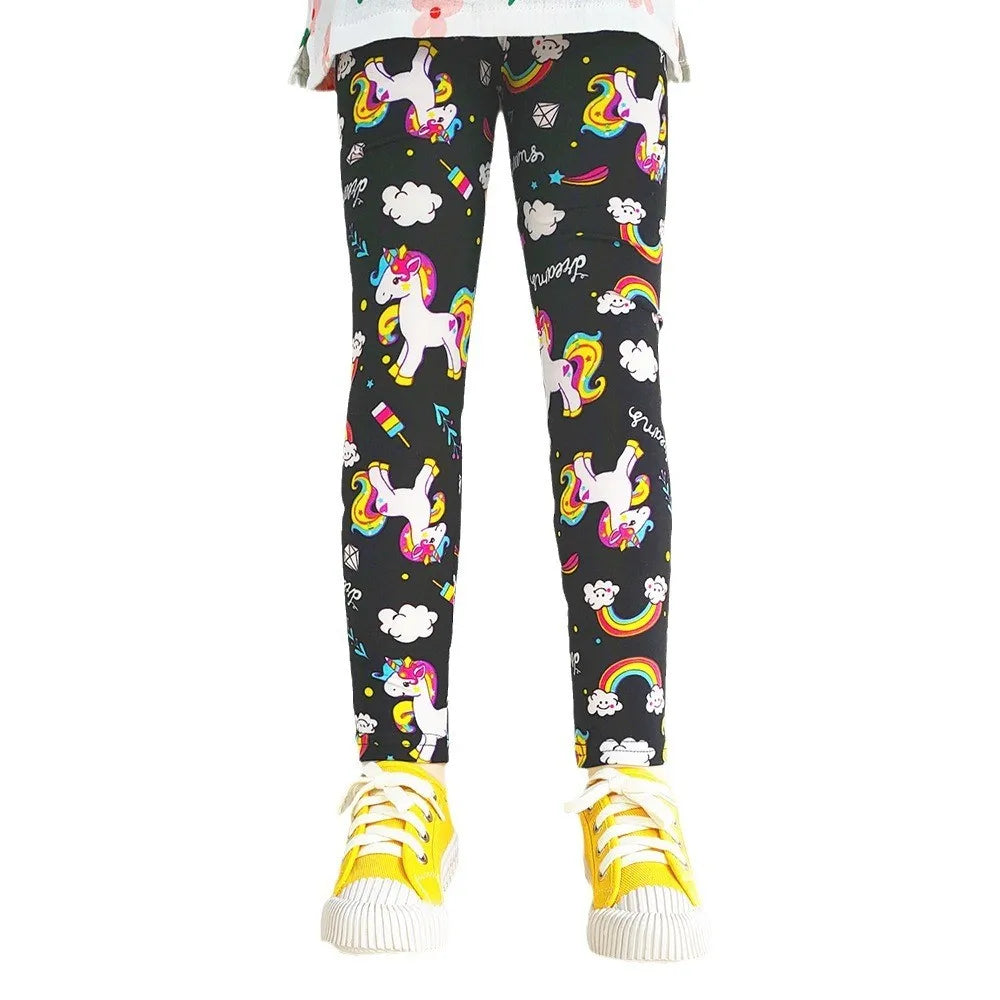 Cute Girls Leggings Spring Autumn Printing Flower Pants Sweet Girl Pencil Pants Kids Trousers Children Clothing