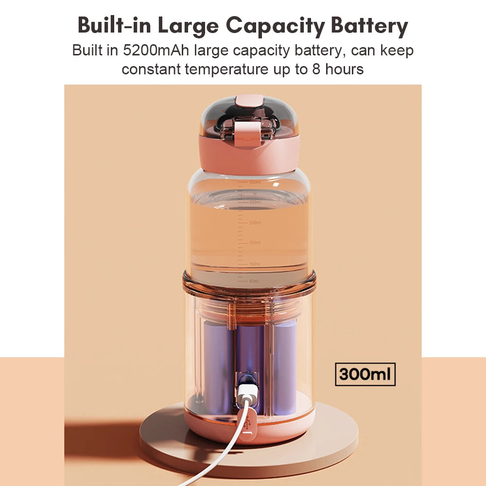 Portable Electric Baby Bottle Warmer USB Charge 300ML Outdoor Dissolve Formula Milk Instant Travel Portable Water Warmer Heater