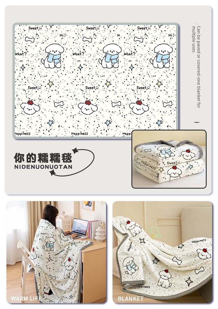 Office Nap Wool Blanket Lunch Break Shawl Flannel Multifunctional Towel Blanket All Year Round Air Conditioning Blanket Cartoon Fall and Winter