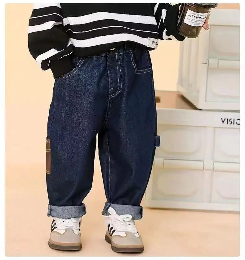 Children's Clothing Boys' Spring and Autumn Pants 2025 New Style Children's Jeans Medium and Large Children's Casual Pants