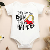 They See Me Rollin They Hatin Cute Baby Onesie Boy Girl Clothes Street Casual Cartoon Kawaii Harajuku Toddler Romper Cotton