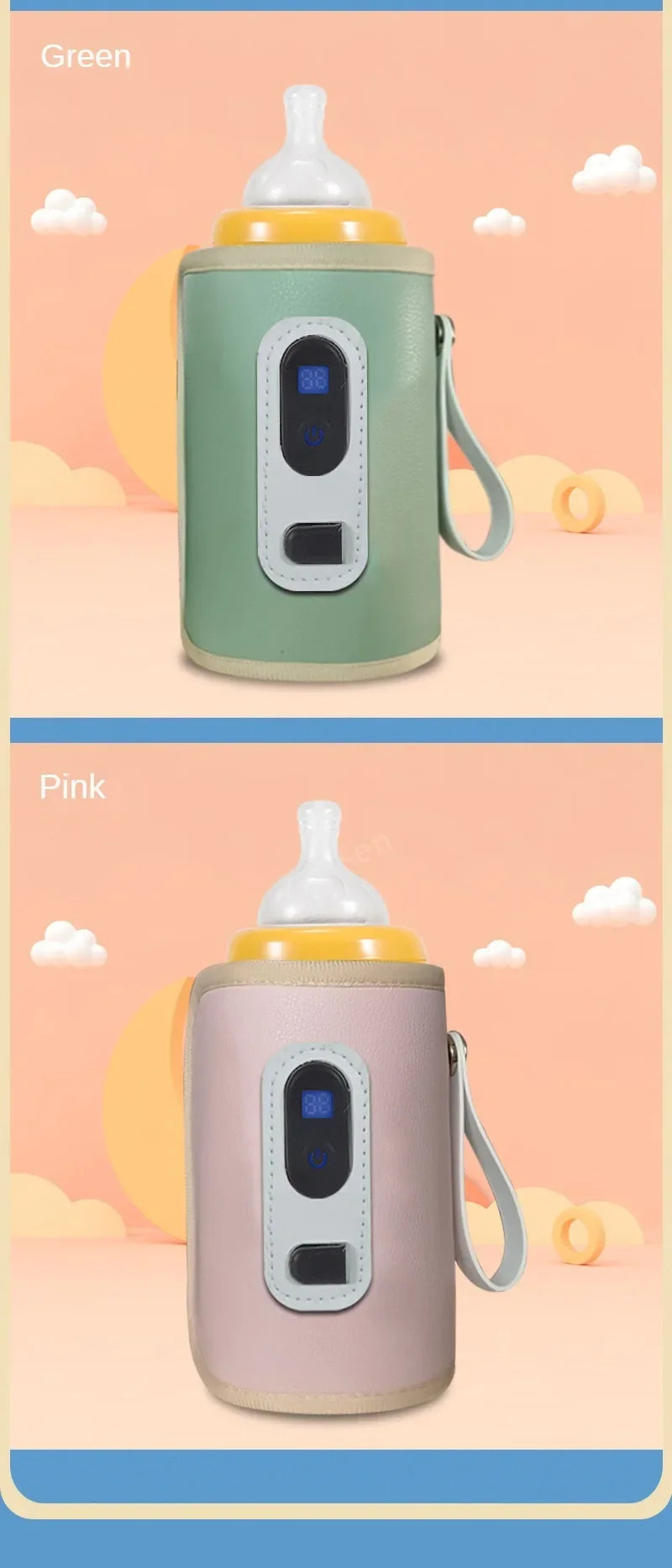 Portable Baby Milk Warmer Guardian Travel Digital Display Nursing Bottle USB Baby Bottle Hot Bag Universal Heater