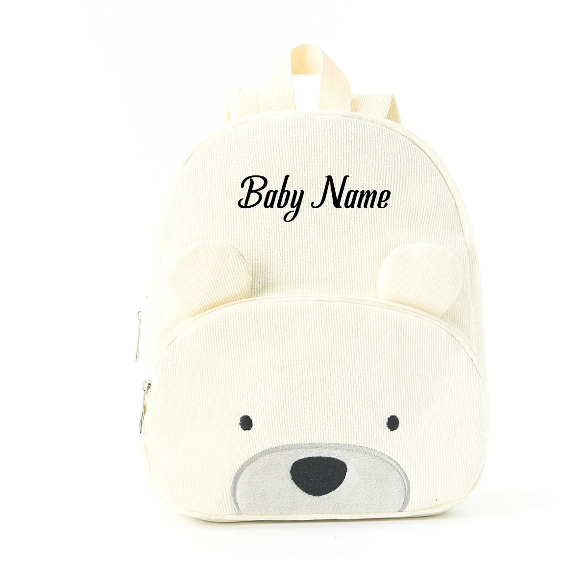 Customized Name Toddler Backpack Cartoon Bear Corduroy Large Capacity Backpack Embroidered Name Backpack Plush Bag