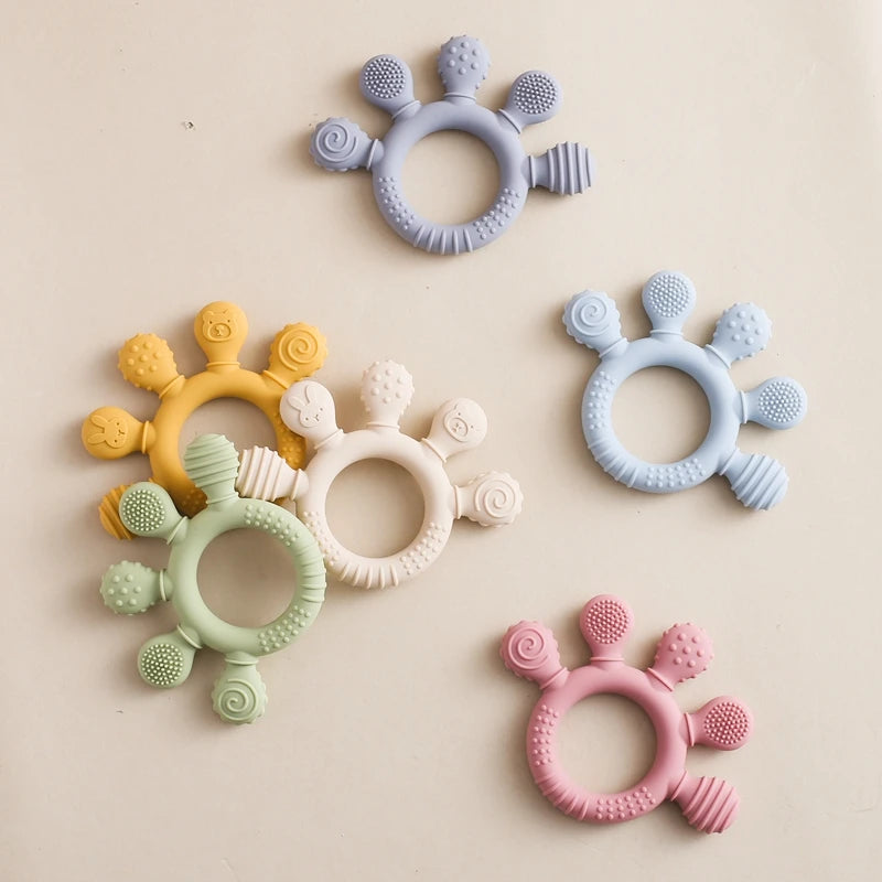 1pc Silicone Teether,Food Grade Baby 0-12 Toys,Teething Ring Sensory Toys for Toddlers,Silicone Animal Soothing Toys Accessories