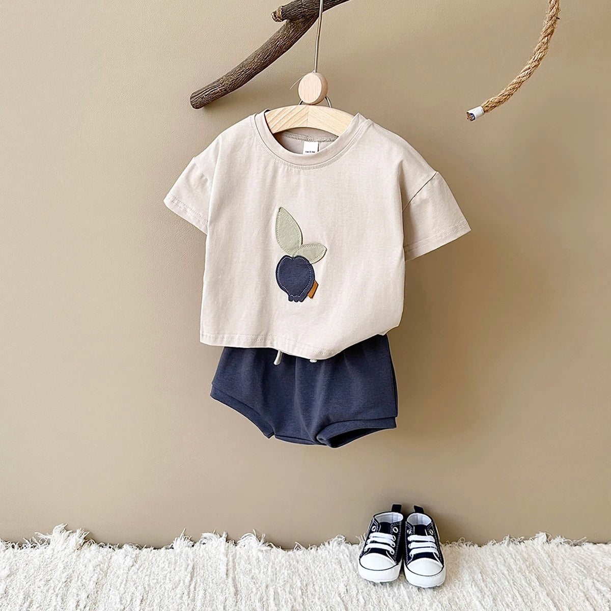 New Summer Baby Clothes Set Infant Toddler Fruit Lemon Print Round Neck T-shirt+Shorts Newborn Boys Girls Outfit Set 2PCS