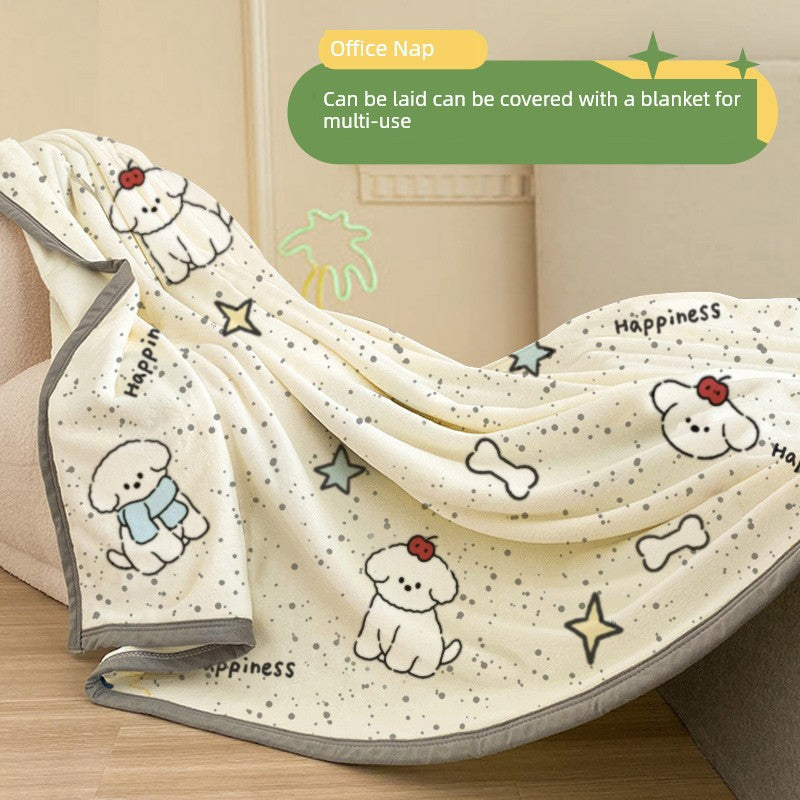 Office Nap Wool Blanket Lunch Break Shawl Flannel Multifunctional Towel Blanket All Year Round Air Conditioning Blanket Cartoon Fall and Winter