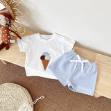 2Pcs Boy Girl Summer New Baby Clothes Sets Children Clothing Ice Cream Print T-shirt+Shorts Infant Toddler Outfit Suit Clothes