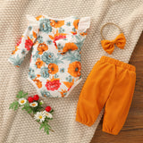 Baby Girls Summer 2Pcs Outfit Set Long Sleeve Printing Floral For Casual Suit