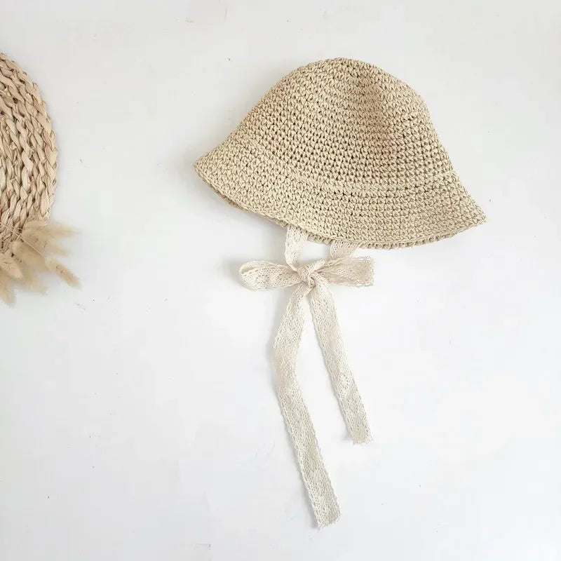 Children's Summer Hat Sunshade Lace Straw Baby Girl Cap Girls Baby Sunscreen Beach Hat Beach Children Panama Hat Princess