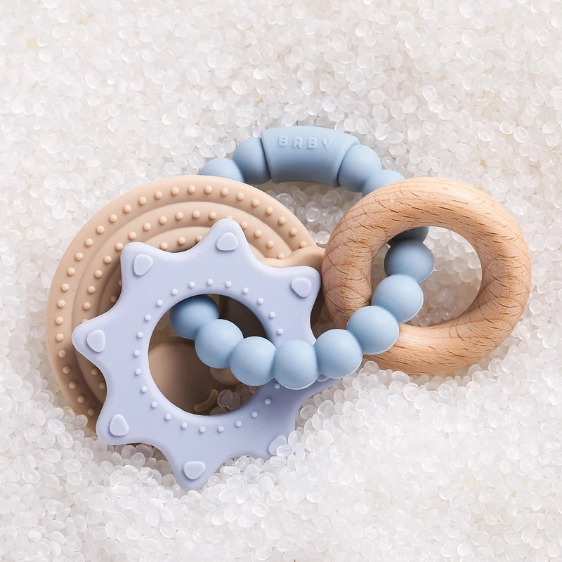 1pc Silicone Teether,Food Grade Baby 0-12 Toys,ToddlersTeething Ring Sensory Toys,Silicone Planet Teether Bracelet Accessories