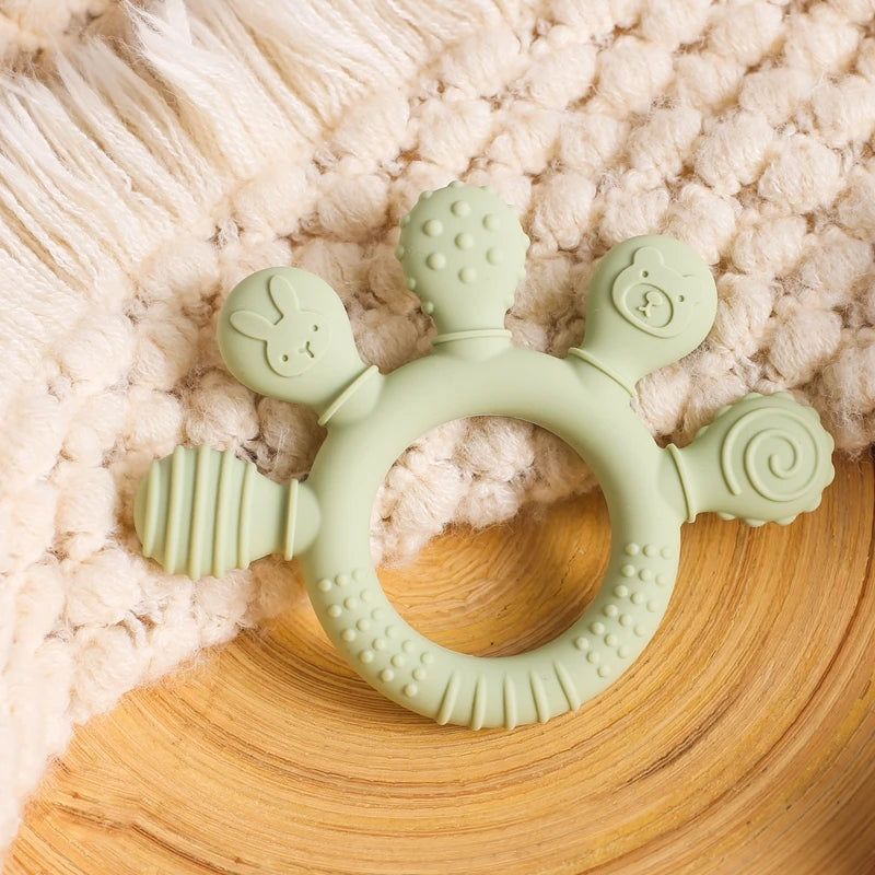 1pc Silicone Teether,Food Grade Baby 0-12 Toys,Teething Ring Sensory Toys for Toddlers,Silicone Animal Soothing Toys Accessories