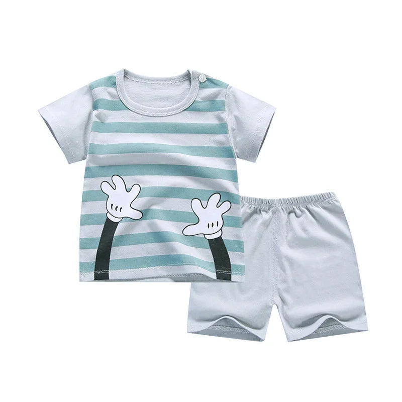 Summer Baby Clothes Set Casual Baby Boy Clothing Set Kids Short Sleeve Sports Set Tshirt Shorts Infant Baby Girl Clothes suits