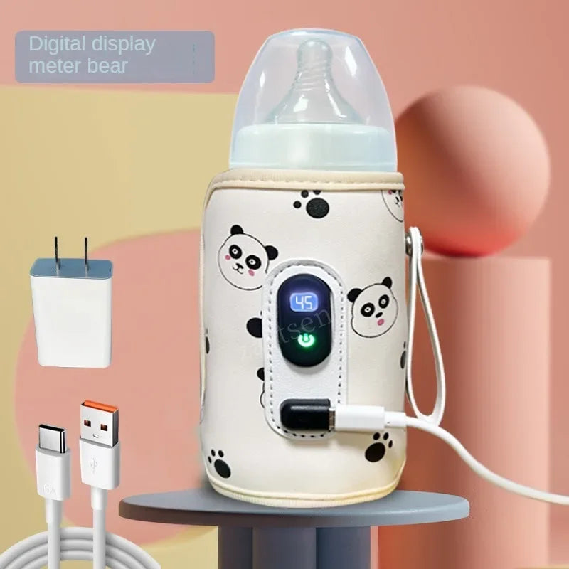 Portable Baby Milk Warmer Guardian Travel Digital Display Nursing Bottle USB Baby Bottle Hot Bag Universal Heater