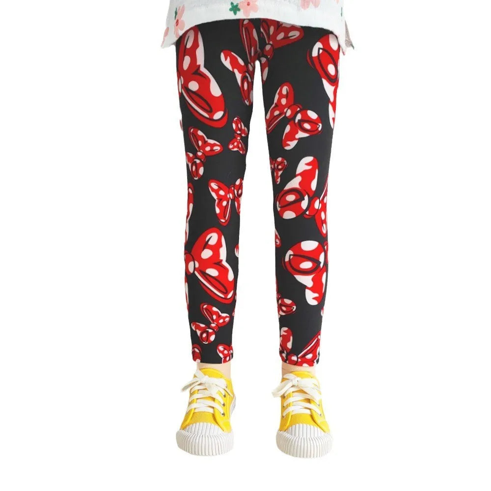 Cute Girls Leggings Spring Autumn Printing Flower Pants Sweet Girl Pencil Pants Kids Trousers Children Clothing