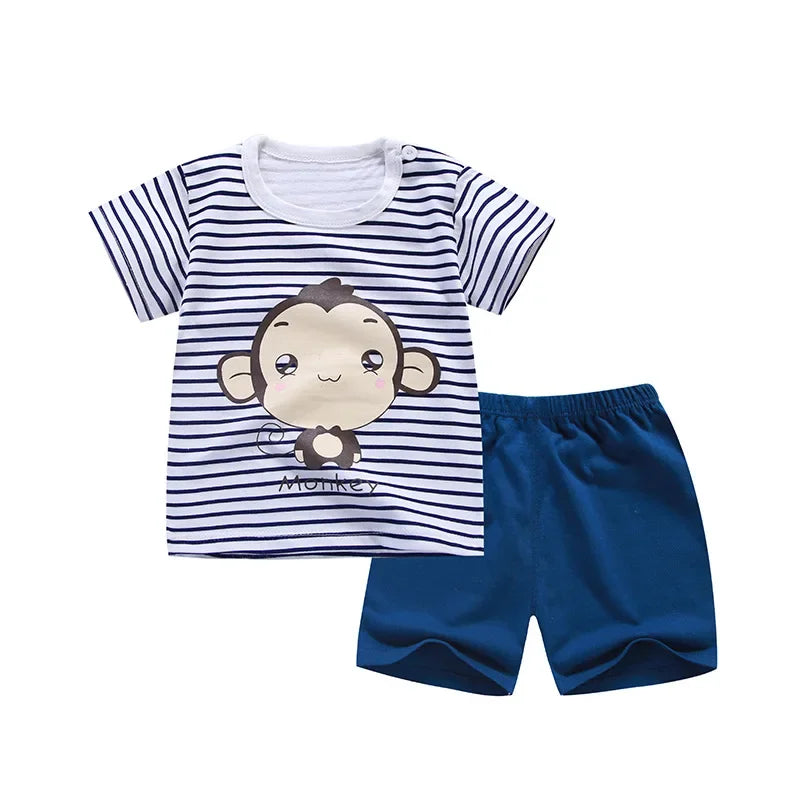 Summer Baby Clothes Set Casual Baby Boy Clothing Set Kids Short Sleeve Sports Set Tshirt Shorts Infant Baby Girl Clothes suits