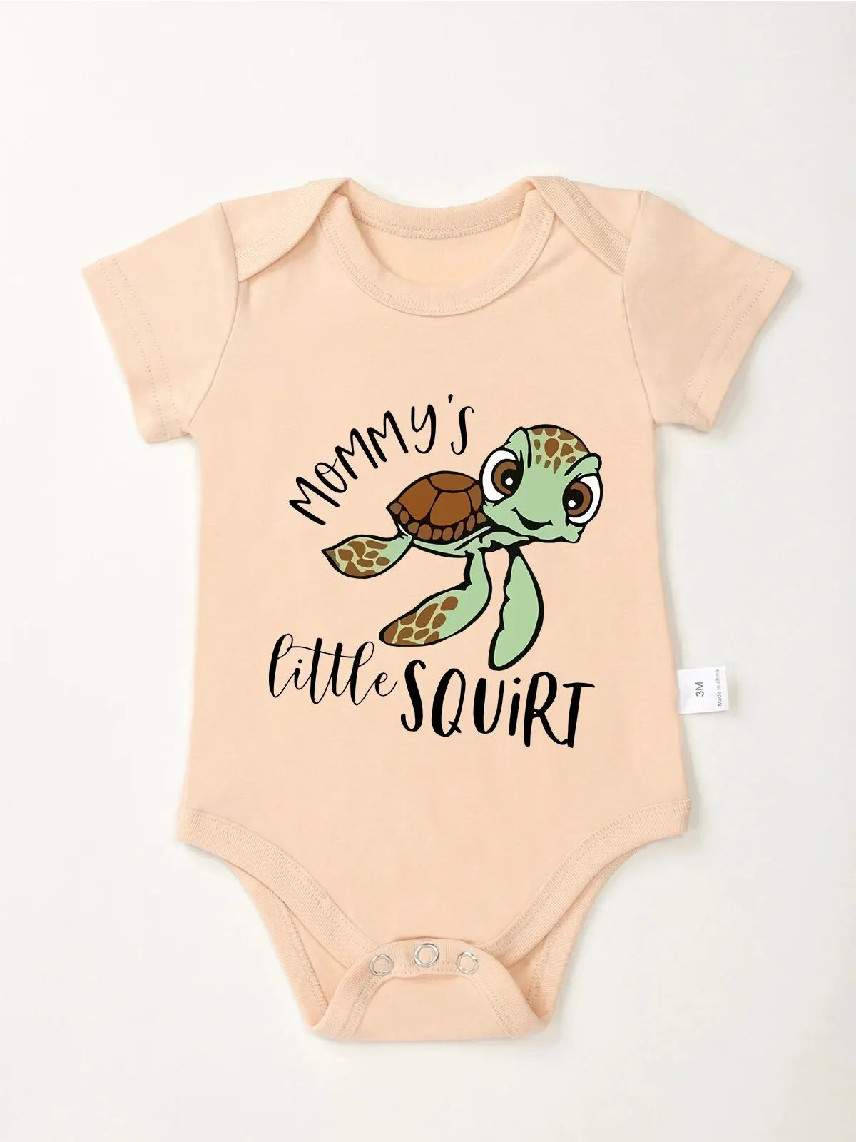 Cute Animal Baby Boy Bodysuit Mommy's Little Squirt Sea Turtle Print Cartoon Newborn Clothes Cotton Cozy Skin-friendly Romper