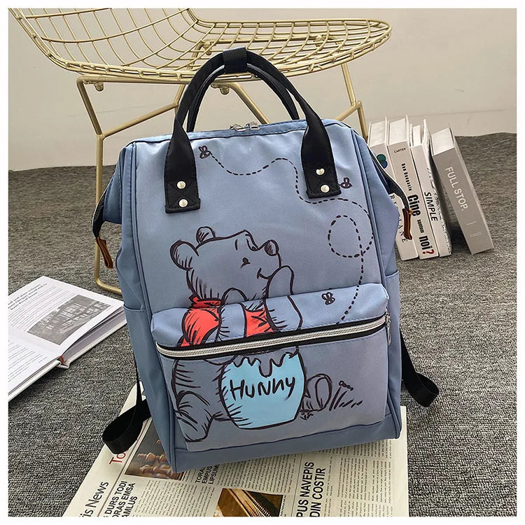 Disney New Mommy Bag Fashion Cartoon Print Large Capacity Mommy Bag Mother and Baby Bag Waterproof Bottle Diaper Backpack