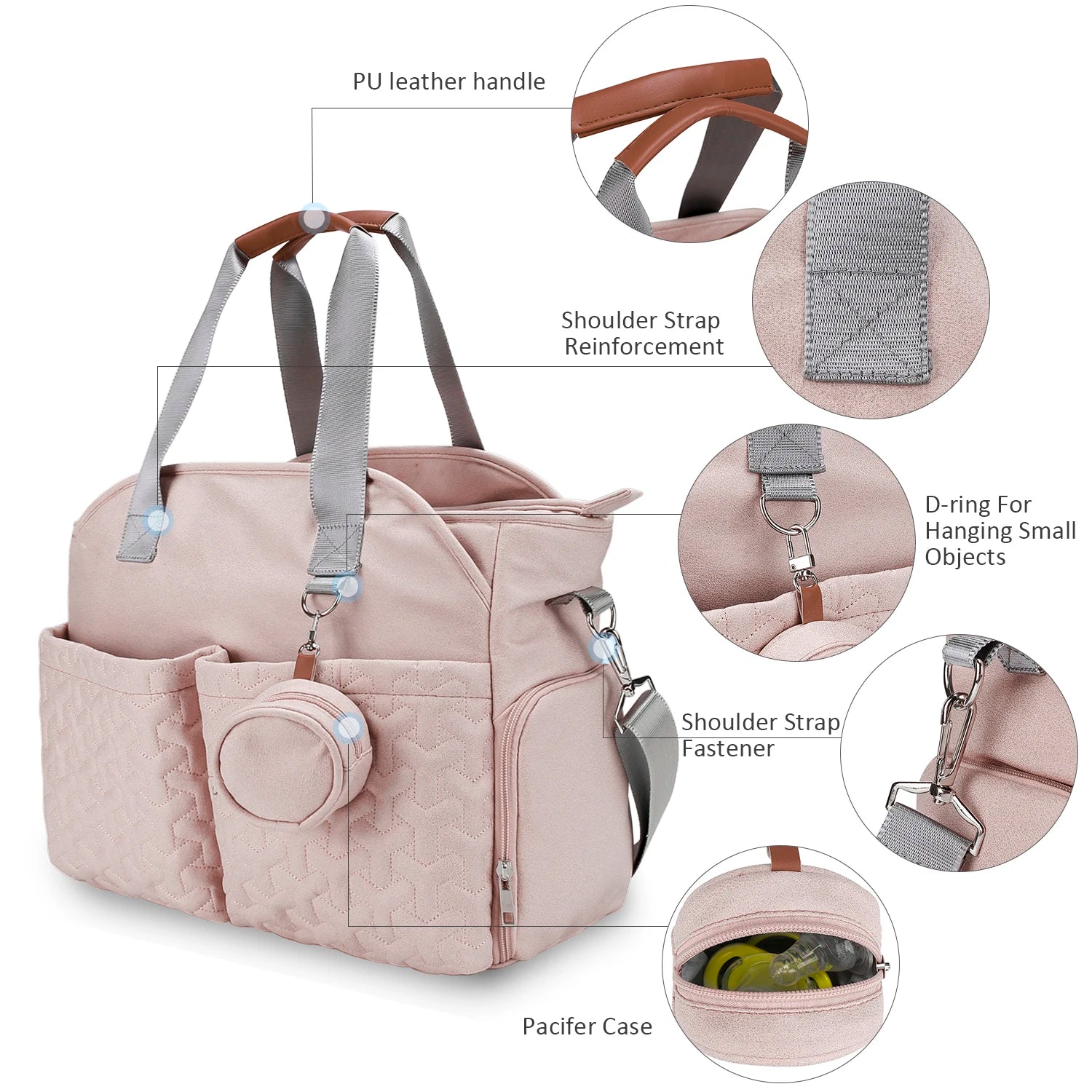 Breast Pump Bag Diaper Bag Tote with Pacifier Case Large Travel Diaper Tote for Mom and Dad Breast Pump Bag