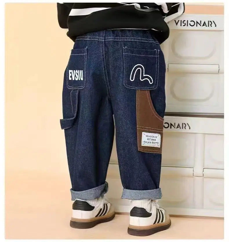 Children's Clothing Boys' Spring and Autumn Pants 2025 New Style Children's Jeans Medium and Large Children's Casual Pants