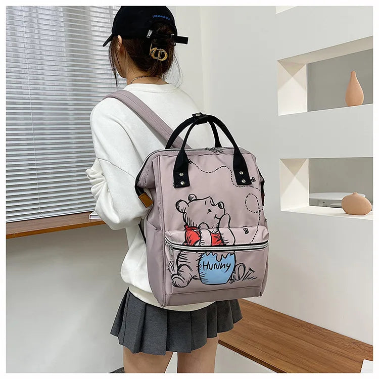 Disney New Mommy Bag Fashion Cartoon Print Large Capacity Mommy Bag Mother and Baby Bag Waterproof Bottle Diaper Backpack