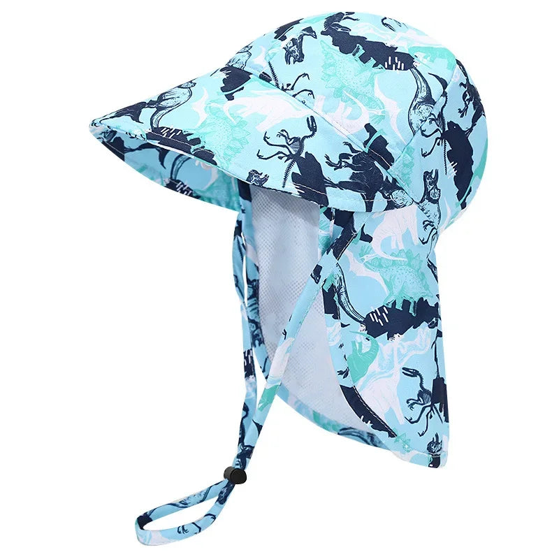 New Panama Summer Baby Bucket Hat for Boys Girls Cartoon Breathable Mesh Children's Beach Shawl Sun Hat Kids UV Protection Cap