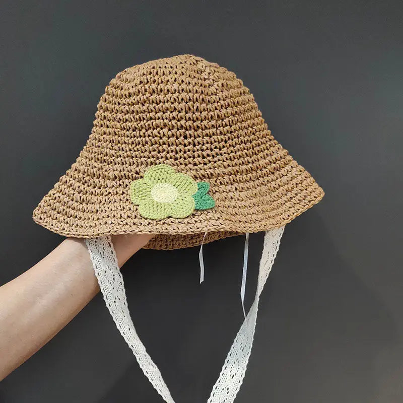 Children's Summer Hat Sunshade Lace Straw Baby Girl Cap Girls Baby Sunscreen Beach Hat Beach Children Panama Hat Princess