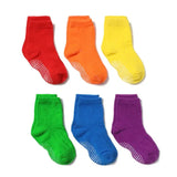 6 Pairs/lot Cotton Sock with Rubber Grips Children's Anti-slip Boat Socks Non-slip Socks for Boys1-7Years