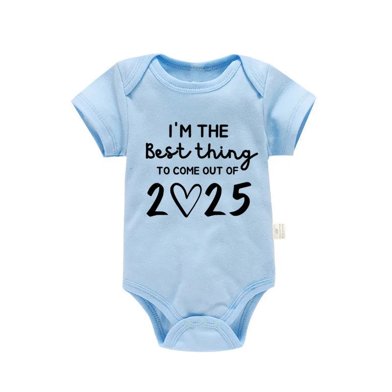 I'm the Best Thing 2025 Newborn Baby Clothes White Cotton Summer Bodysuits for Infants Short Sleeve Boys Girls Romper