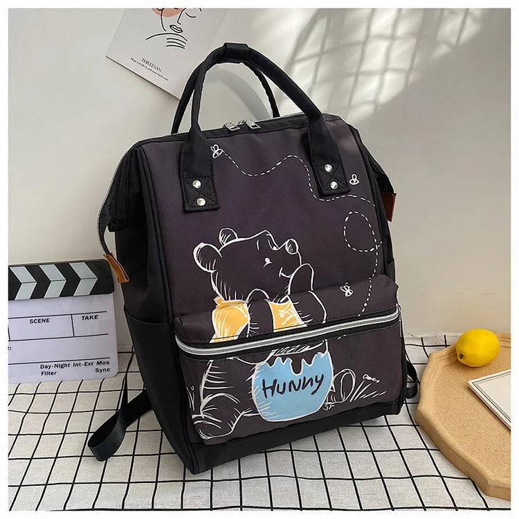 Disney New Mommy Bag Fashion Cartoon Print Large Capacity Mommy Bag Mother and Baby Bag Waterproof Bottle Diaper Backpack