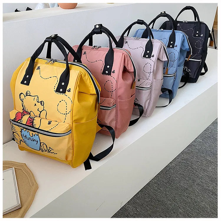 Disney New Mommy Bag Fashion Cartoon Print Large Capacity Mommy Bag Mother and Baby Bag Waterproof Bottle Diaper Backpack