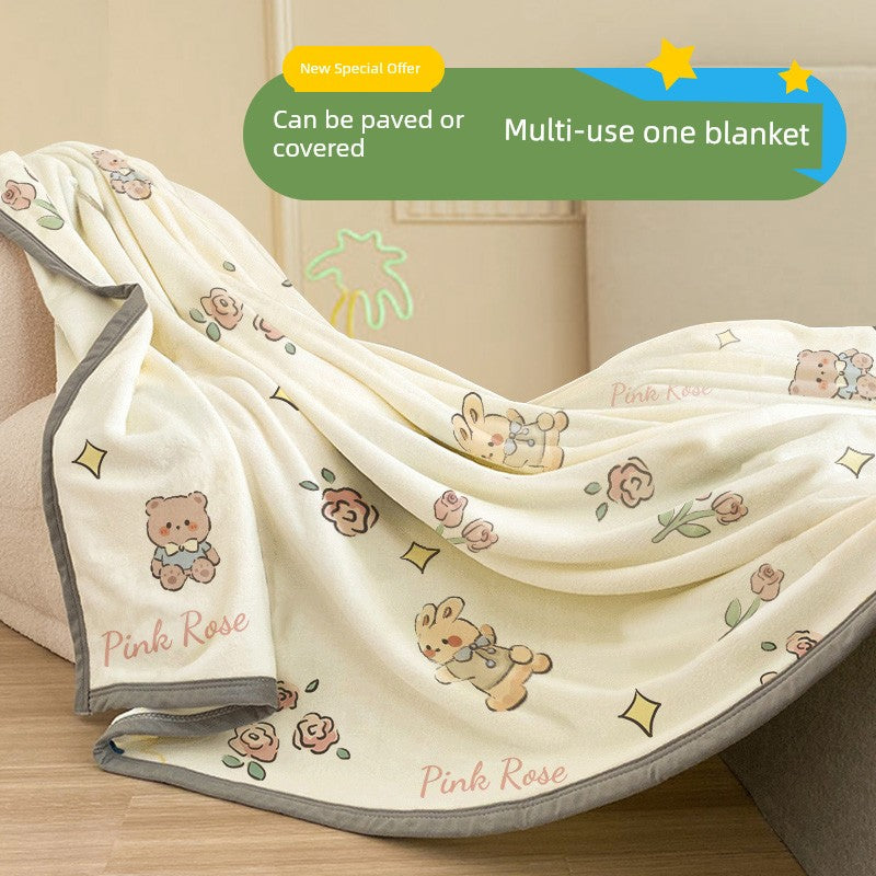 Office Nap Wool Blanket Lunch Break Shawl Flannel Multifunctional Towel Blanket All Year Round Air Conditioning Blanket Cartoon Fall and Winter