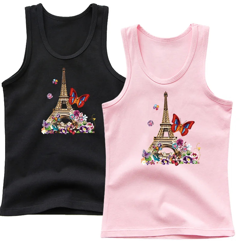 2023 New Girls Cute Singlet Underwear Princess Cotton Tank Tops Cartoon Kawaii Girl Print Sleeveless Shirt