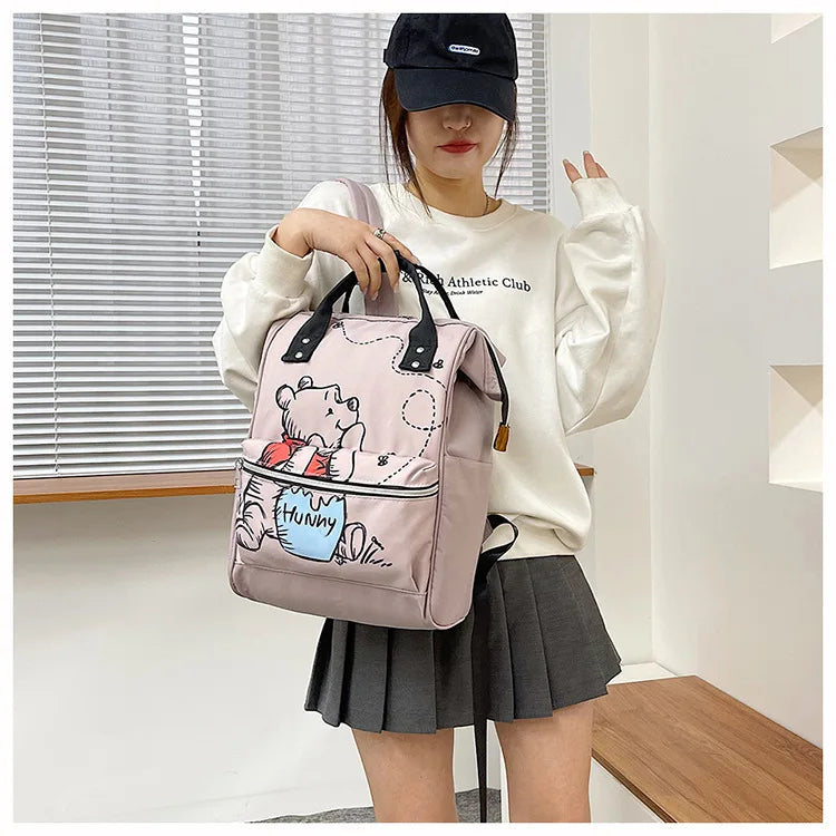 Disney New Mommy Bag Fashion Cartoon Print Large Capacity Mommy Bag Mother and Baby Bag Waterproof Bottle Diaper Backpack