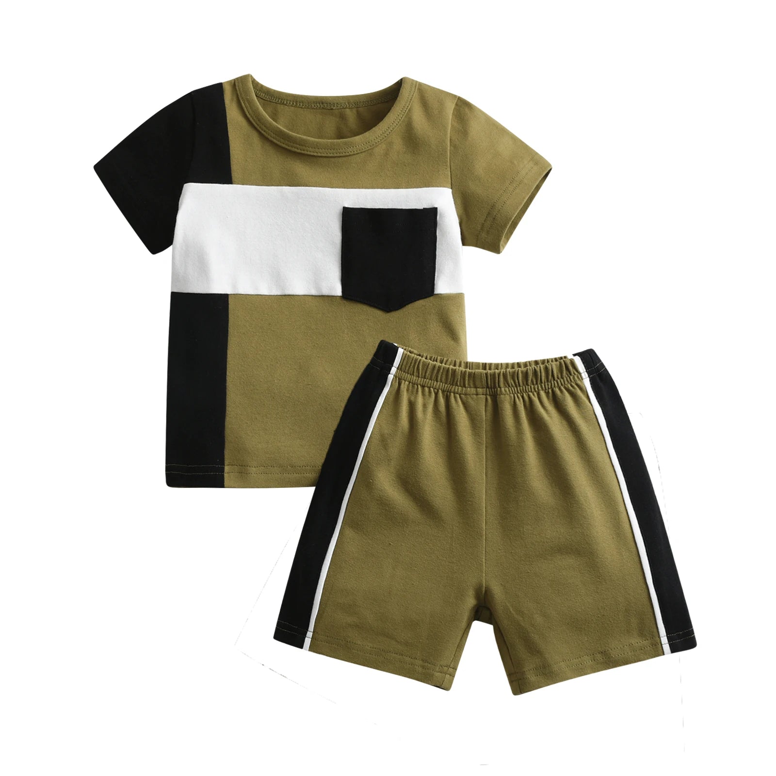 Kukitty New Summer Toddler Baby Boys 2pcs Clothes Set Fashion Printed Cotton Short Sleeve T-shirt Top and Short Pants Outfit Set