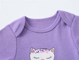 Kavkas Summer Baby Girls Clothes Lovely Cat Print 100% Cotton Short Sleeve Bodysuit O-neck 0-12 Months Newborn Clothing