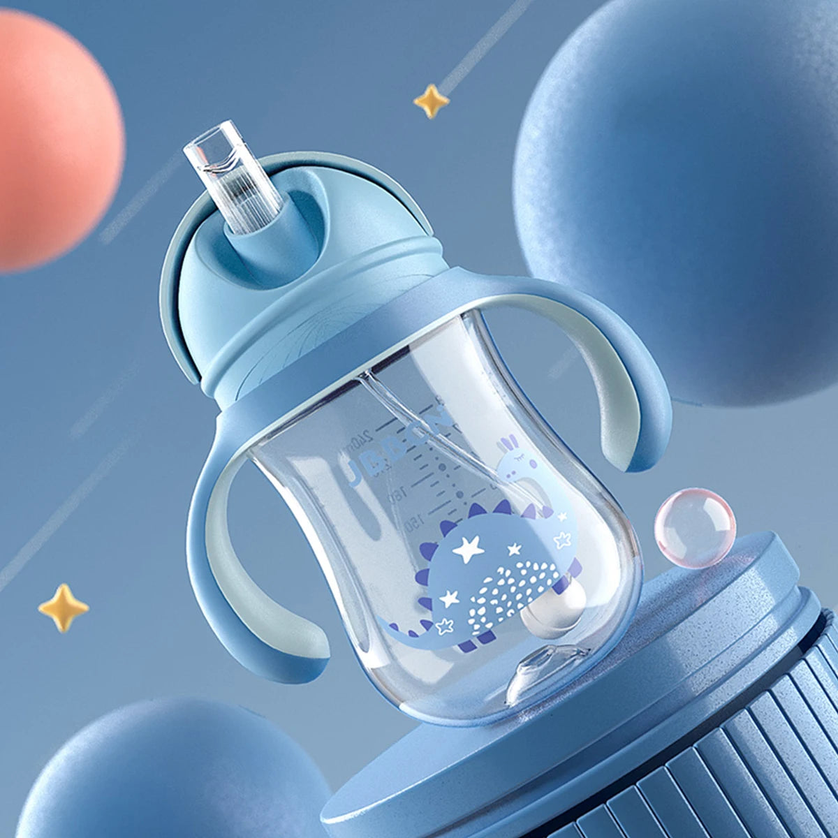 1PC Baby bottle 1-3-2 Over the age of large capacity drop resistant with straw handle brand bottle drinking water