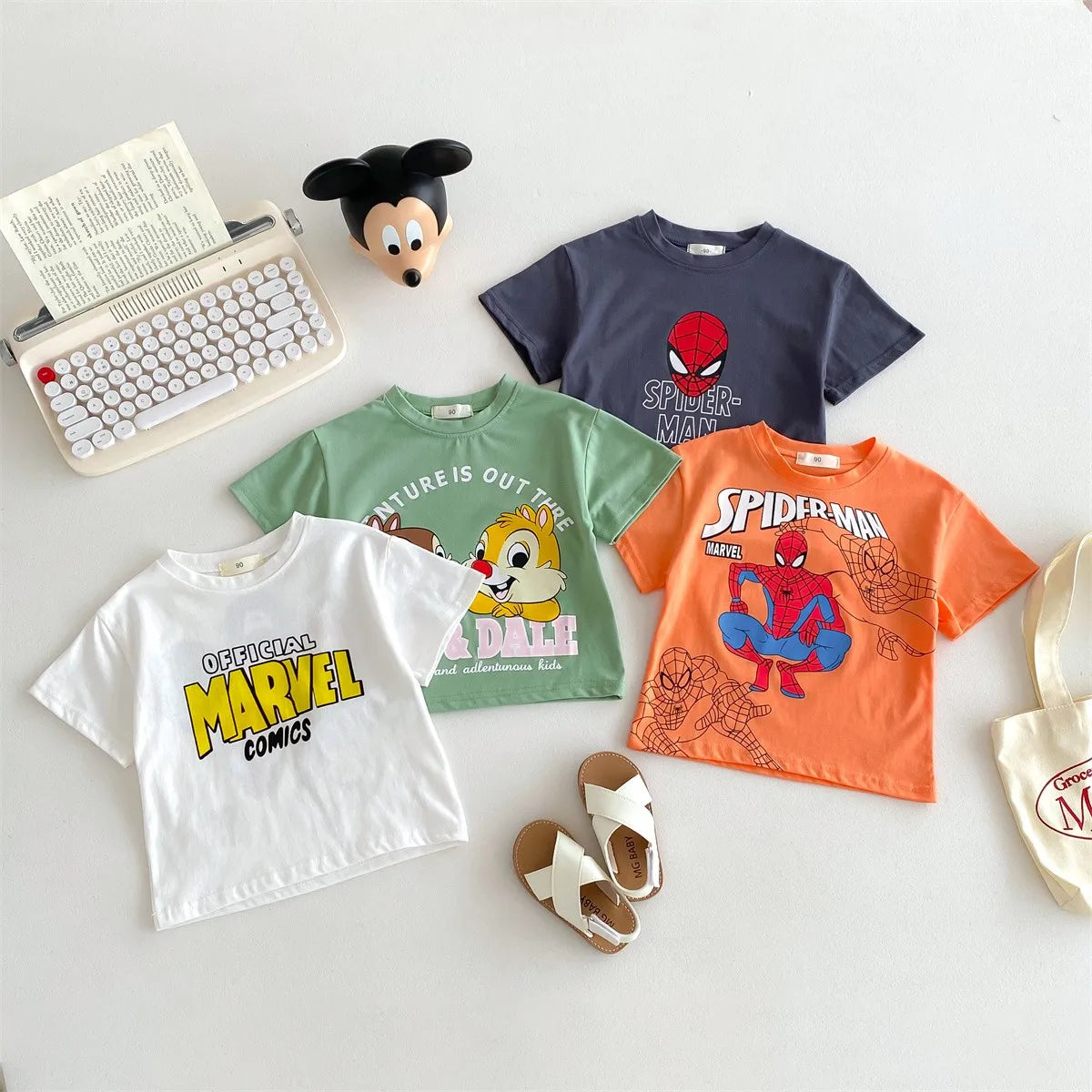 Hot Selling Cartoon Baby Boy And Girl T-shirts In 2024 Summer Round Neck Loose Short Sleeves Spider Man Printed Fashion Top