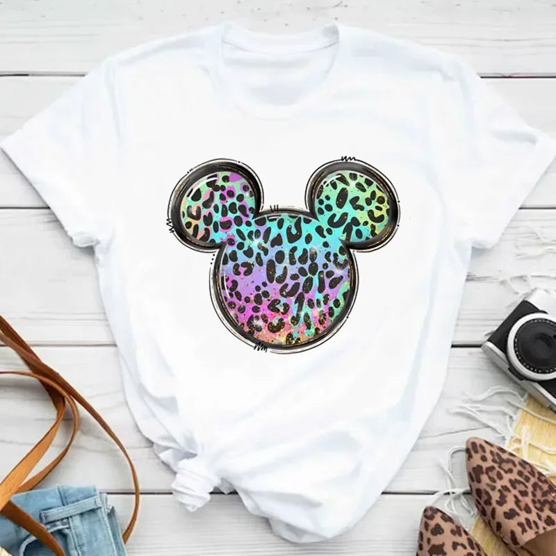 Disney Mickey Mouse Children T-shirt Fashion Minnie Pattern Print Tshirt Kid Boy Girl Clothing Summer Cotton Top Baby Casual Tee