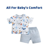 Newborn Clothing Cute Cartoon Animal Print Comfortable And Soft Boy/Girl Summer Short Sleeved Baby T-Shirt+Pants Two-Piece Set